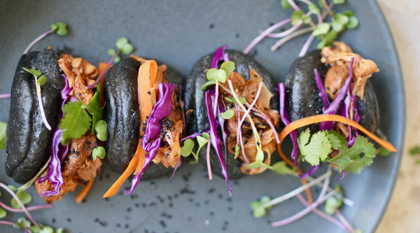 Charcoal Bao Buns with Pulled Jackfruit